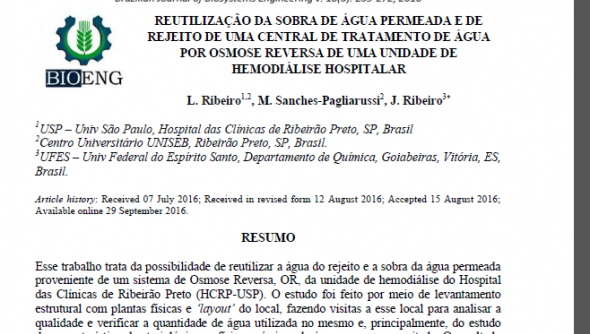 Reutilização da sobra de água permeada por Osmose Reversa